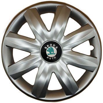 Автомобільні модельні ковпаки R14 Skoda (зелена) 221 4шт, SJS, сріблясті 106598 фото