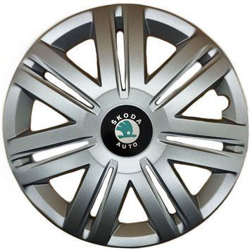 Автомобільні модельні ковпаки R14 Skoda (зелена) 203 4шт, SJS, сріблясті 106640 фото
