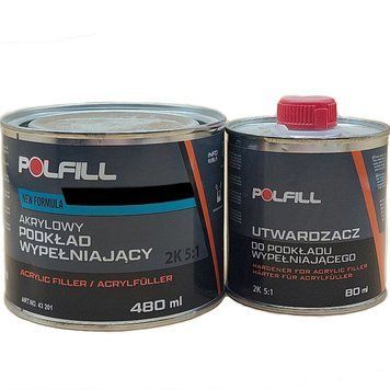 Грунт акриловий 5:1 2K Eco сірий 400мл+80мл затв. Polfill 97975 фото
