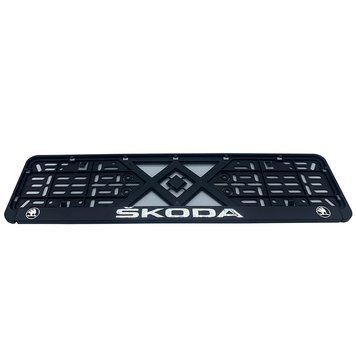 Рамка номерного знаку хром надпис Skoda пластик чорна 1шт 106431 фото