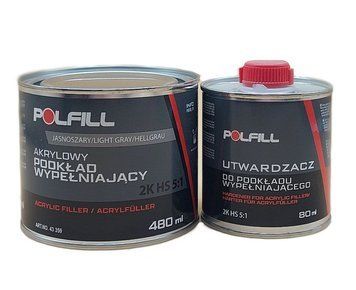Грунт акриловий 5:1 2K HS сірий 400мл+80мл затв. Polfill 102213 фото
