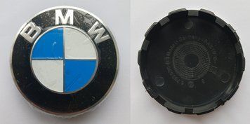 Ковпачки (заглушки) на диски BMW 69/65мм чорний/синій 4шт 104493 фото